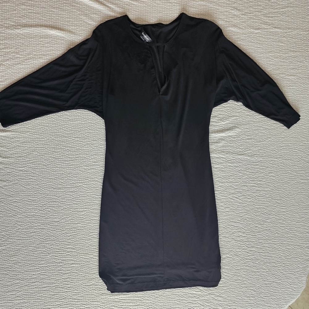 Bebe little black dress Keyhole neck 3/4 sleeve